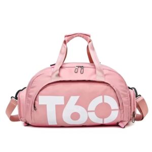 Lightniing Hammerz Polyester 22 Cms Multi Purpose T60 Travel Duffle Bag Lightweight Waterproof Backpack Carry Luggage Bag with Shoe Compartment (Pink)