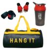 Hang It Gym Bag Combo for Men ll Gym Bag Polyester, RED 400ML Bottle, RED Wristband, RED Gloves ll Gym kit for Men and Women ll Gym Bag & Fitness Kit & Gym Bag Combo