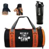 Gym Bag Combo for Men ll Gym Bag with Shoe Compartment and, Black Bottle, Orange Gloves ll Gym kit for Men and Women ll Gym Bag & Fitness Kit & Gym Bag Combo.