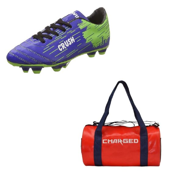 Charged Sports Bag Artize Red With Gowin Football Shoe Crush Blue Green Size-6