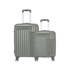 Safari Polycarbonate (Pc) Combat Hard-Sided Polycarbonate 5 Years Warranty Spinner 8 Wheel Carry-On Luggage Set (2Pc Set (55+65 Cm), Thyme Green), Small, Medium, H-460 Cm