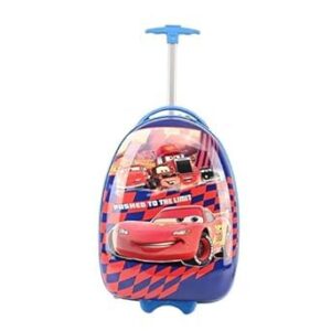 Heart Home 16inch Polycarbonate & ABS Kids Trolley Bags for Girls & Boys with 360 Degree Rotating Wheels | Hardsided Cabin Travel Suitcase for Kids | DTB2007, Disney Cars – Blue & Red