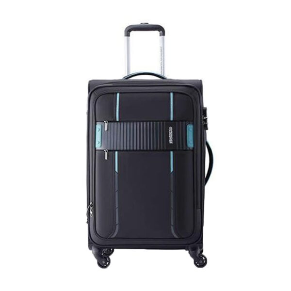 American Tourister Men’s Crux Polyester Soft 4 Wheel Spinner Trolley (Size – 59, Black)