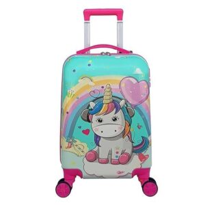 harsehaj Baby Unicorn Cartoon Kid’s Travel Trolley Bag Suitcase for Kids Children Rolling Case Travel Bags 16 inch