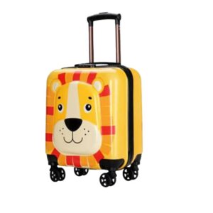 Raahha Safari Collection Lion Trolley Bag – 18 Inches Yellow Color, Unisex, Travel Bag, 8 360 Degree Rotating Spinners Wheel