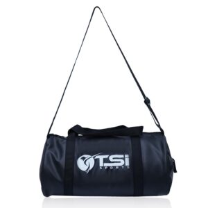 TSI Sports PU Leather Gym Duffel Bag for Men & Women Leather Gym Bag with Shoulder Strap Bag Yoga & Travel Bag for Boys & Girls,Men,Women Duffle Bag & Travelling Bag Outdoor (Black)