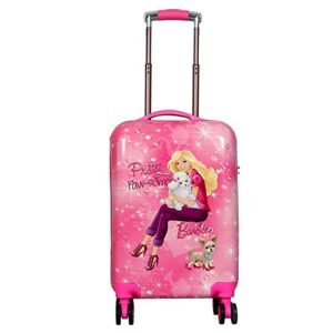 SWARN Preety Barbie Printed Abs Polycarbonate Children Hard Shell 4 Spinner Wheels Trolley Bag For Girls (Pink) (20 Inches – 0512), 50 Cm