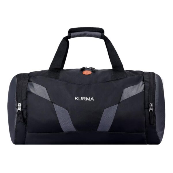 KURMA Unisex Gym Trekkar 24-Liter Polyester 18 Inch/45 Cm Duffle Gym Bags/Adjustable Shoulder Bag/Fitness Bag/Carry Bags/Sports & Travel Bag with Front & Side Pockets – (KDFUBLK12-0224, Black)