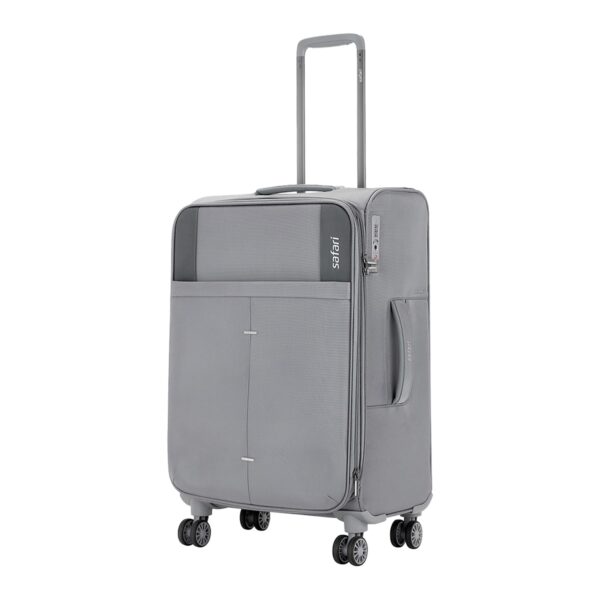 Safari Airpro 8Wheels Tsa Lock 55 Cms Small Cabin Trolley Bag Spinner Softshell Side Premium Polyester 360 Degree Wheeling System Luggage,Trolley Bags For Travel,Suitcase For Travel,Grey,32 cms,24 cms