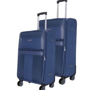 Nasher Miles Toledo Expander Soft-Sided Polyester Luggage Set of 2 Navy Blue Trolley Bags (65 & 75 cm)