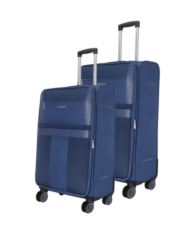 Nasher Miles Toledo Expander Soft-Sided Polyester Luggage Set of 2 Navy Blue Trolley Bags (65 & 75 cm)