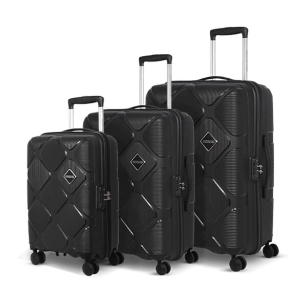 American Tourister Polypropylene Hardside 8 Spinner Wheels Trolley Amt Instavibe+ 3Pcs Black (56,68,79) Cm, Small,Medium & Large