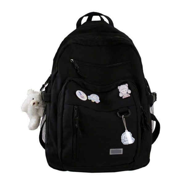 MTRoyaldia Kawaii Cute Aesthetic Backpack for School Middle Student Travel with Kawaii Pin And Accessories, Large Capacity Cute Bear Accessories Backpack Teens Girls Bear Pin Book Bags