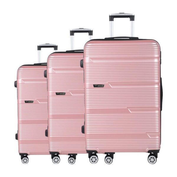 Impulse Sydney Set Of 3 Small, Medium & Large Size (Cabin & Check-Introlley) Hard-Sided Pp 4 Wheel Spinner, Unbreakable Trolley Bag With Combi Lock, Trolley Bags For Travel, Suitcase (Pink),65 Cm