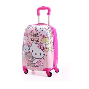 DPARANI Kid’s 17 Inches Pink Hello Kitty cartoon print polycarbonate trolley bag suitcase for baby girl’s & Boy’s