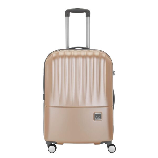 Genie by Safari Palm 66Cm Medium Checkin Trolley Bag Hard Case Polycarbonate 8 Wheels 360 Degree Wheeling Luggage, Suitcase for Travel, Trolley Bags for Travel, Gold