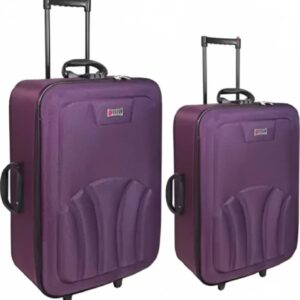 MADIHA LUGGAGE Polyester Travel 18 Cm Suitcase Trolley Bag Set Of 2 Pcs With Soft Sided 2 Wheel Spinner Wheels (20″+24″) (Purple)