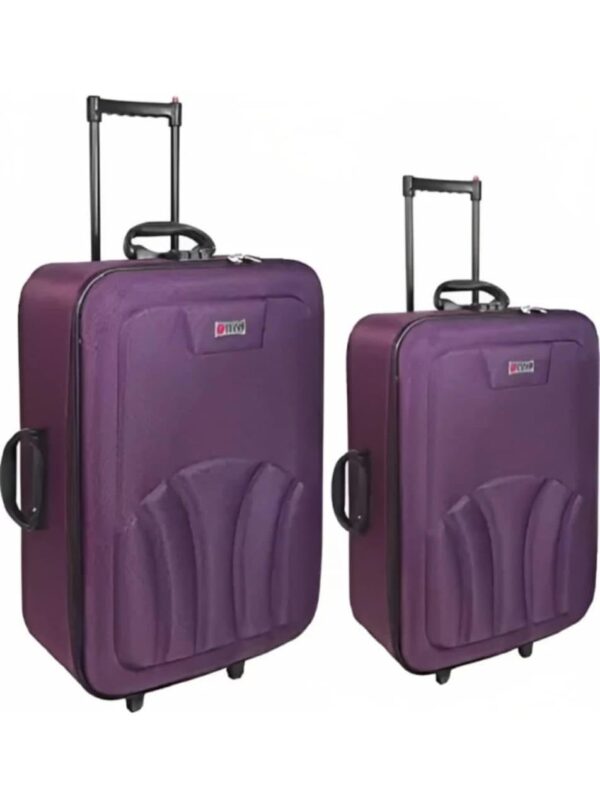 MADIHA LUGGAGE Polyester Travel 18 Cm Suitcase Trolley Bag Set Of 2 Pcs With Soft Sided 2 Wheel Spinner Wheels (20″+24″) (Purple)