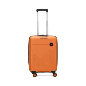 Skybags Cityscape Cabin Trolley Bag, Small-55cm | Gaming Inspired Suitcase for Travel with 8 Wheels & TSA Lock | Vibrant Orange