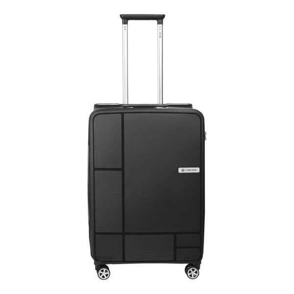 CARLTON Globetrotter Hard-Sided Medium Check-in Luggage – 67cms | Premium Polypropylene Trolley Bag with Metallic Handle, TSA Lock & Silent 8 Wheels – Black