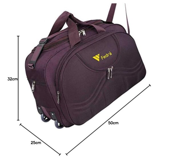 FEDRA Expandable Waterproof Polyester Lightweight 60 L Travel Duffle With 2 Wheels Purple, 25 cm