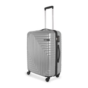 American Tourister Ivy Nxt 68Cm Medium Hardside Polycarbonate 4 Wheel Spinner Check-in Suitcase with Multi-Stage Telescopic Trolley and Mounted TSA Lock for Women & Men – Silver