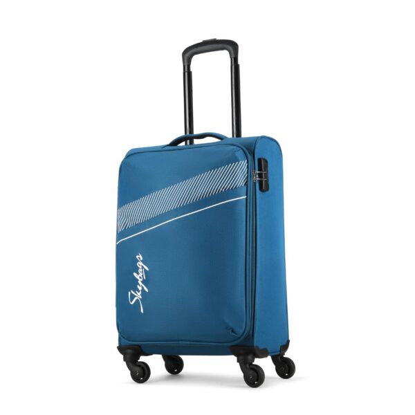 Skybags Trick Polyester Softsided 58 Cm Cabin Stylish Luggage Trolley with 4 Spinner Wheels|Blue Trolley Bag – Unisex