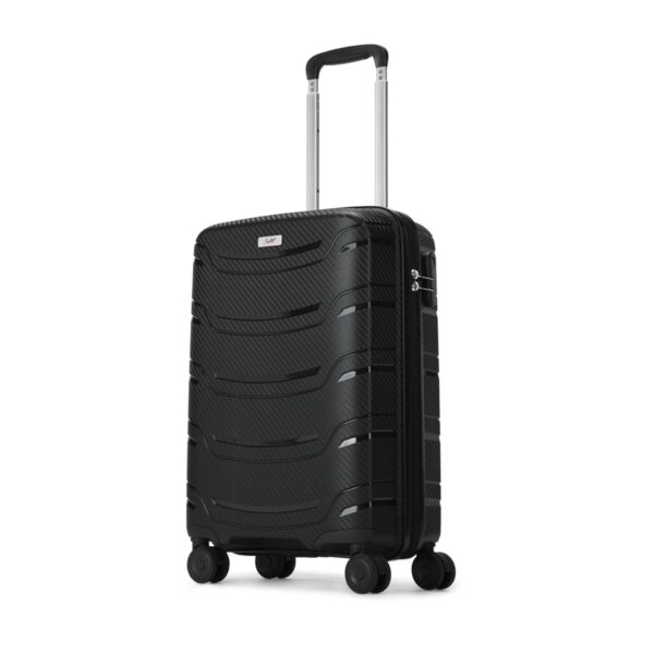 Skybags Curve Cabin Size Hard Spinner Luggage (56 Cm)|Polypropylene Spinner Luggage Trolley with 8 Wheels| Black|Unisex, Small