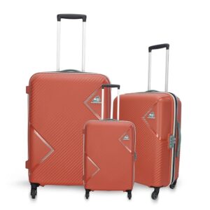 American Tourister Kamiliant Polypropylene Large Cabin & Check-in Luggage (55+68+79) Cm – Spinner Hard Trolley Hard Sided Set of 3 Pieces (Rust)