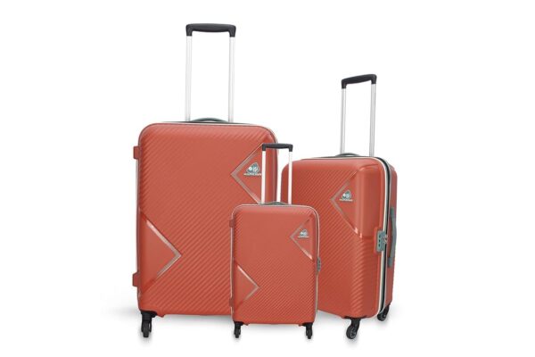 American Tourister Kamiliant Polypropylene Large Cabin & Check-in Luggage (55+68+79) Cm – Spinner Hard Trolley Hard Sided Set of 3 Pieces (Rust)