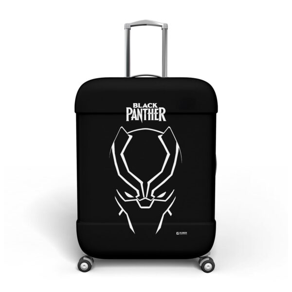 Kuber Industries Marvel Black Panther Luggage Cover | Polyester Travel Suitcase Cover | Washable and Stretchable Suitcase Protector | 22-26 Inch | Medium | Black