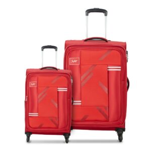 Skybags Zen Set of 2 (58 cm+70 cm) Check-in Trolley Bag | Soft-Sided Luggage for Travel | 5-Year International Warranty (Red)