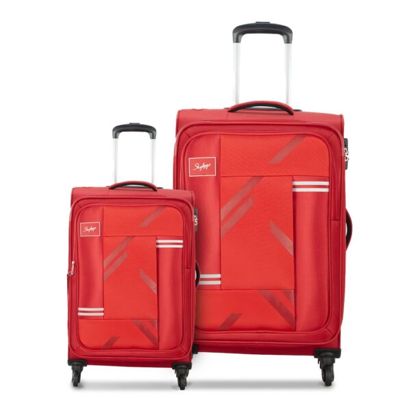 Skybags Zen Set of 2 (58 cm+70 cm) Check-in Trolley Bag | Soft-Sided Luggage for Travel | 5-Year International Warranty (Red)