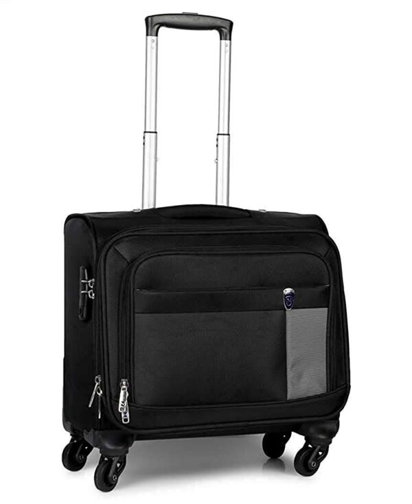 NOVEX Polyester Black Small Overnighter Laptop Trolley Bags with Wheel | 4 Wheels Luggage, Lightweight – 42cm | Laptop & 3 Main Compartment, Combination Lock Backpack for Men & Women