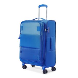 American Tourister AMT MAJORIS TSA SP BLU Soft Side Luggage with TSA Lock, Complete Lining, Telescopic Trolly hande and 8 Smooth Gliding Wheels and Tote Bag