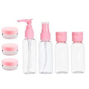 Temperia (7pcs Travel Bottles for Toiletries – Travel Essentials & Accessories – Refillable Empty Mini Small Container Travelling Kit Set for Shampoo, Cosmetics & Other Essentials – with Pouch