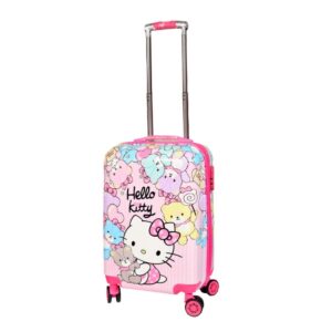 DPARANI Kid’s Boy’s & Girl’s Polycarbonate Hard-Case Cartoon Hello Kitty Print Travel Suitcase Trolley Bag With Spinner Wheels (20 Inch),H-55Cm,Multi