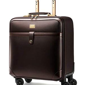 THE CLOWNFISH Luxury Cabin Luggage Suitcase | Trolley Bag | Faux Leather Cabin Bag for Travel | Small Size Soft Case Overnighter Travel Bag | Brown Laptop Trolley Bag