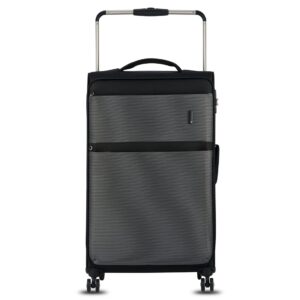 it luggage World’s Lightest Polyester Bag | Debonair- Black-Large-80Cm | Softsided | Check-In Spinner Luggage | 8 Wheel Trolley Bag