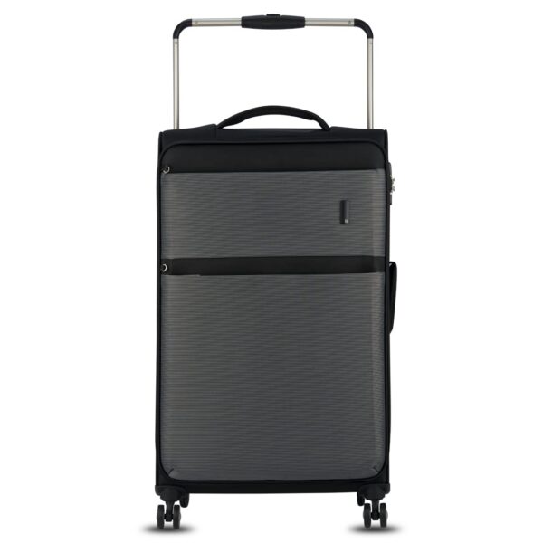 it luggage World’s Lightest Polyester Bag | Debonair- Black-Large-80Cm | Softsided | Check-In Spinner Luggage | 8 Wheel Trolley Bag