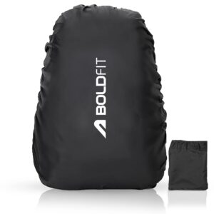 Boldfit Rain Cover for Backpack Travel Essentials Rain Cover for Bag Backpack Rain Cover Travel Accessories Bag Rain Cover Waterproof Dustproof for All Bag Sizes Upto 45Ltrs Rain Cover Bag Black