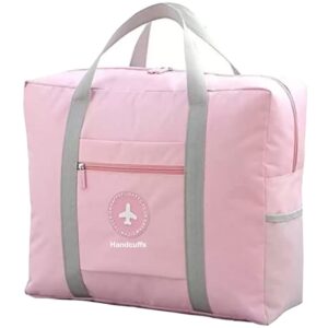 Zeinwap Travel Bags for Luggage Spacious with Pockets Foldable Weekender Zipper Duffle Bag for Travel Stylish Handbag Conveniently Carry on Trolley Bag Waterproof – 44 x 18 x 35 cm (Pink)