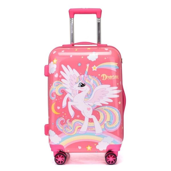 Swarn Products Polyester Spinner Suitcase Hardsided Dream Unicorn 20 Inch No.908,Pink