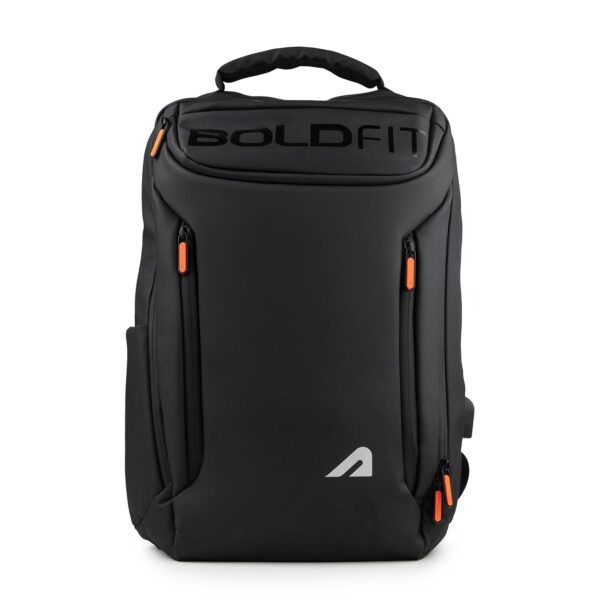 Boldfit Laptop Bag for Men Black Office Backpack for Men 15.6Inch 23Ltrs Laptop Backpack for Women With USB Charging Port Water Resistant Business Laptop Bags for Men Smart Laptop Backpack for Women