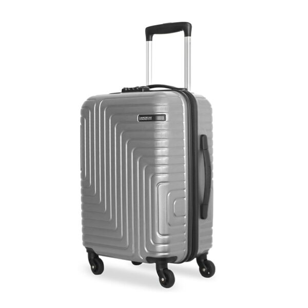 American Tourister Ivy Nxt 55Cm Small Hardside Polycarbonate 4 Wheel Spinner Cabin Suitcase with Multi-Stage Telescopic Trolley and Mounted TSA Lock for Women & Men – Silver