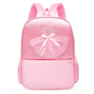 PALAY® Girls Pink Backpack School Backpack Bookbag for Girls Cute Ballet Dress Backpack Ballet Class Bag Nylon Waterproof Zipper Backpack Travel Backpack Birthday School Gift Christmas Gift for Girls