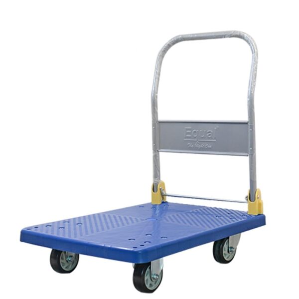 EQUAL 500kg Capacity Plastic Foldable Platform Trolley For Heavy Weight/Material Handling Goods Trolley For Home, Office, Warehouse & Industries – 63cm x 105cm (5″ Wheel/Blue)