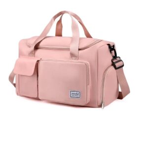 FW FAMEWORLD Nylon 44 Cms Imported Travel Duffle Bag Sports Gym Shoulder Bag For Women With Wet Pocket & Shoe Compartment Weekender Overnight Travel Luggage Bag (44 X 18 X 29 Cm) (Peach)