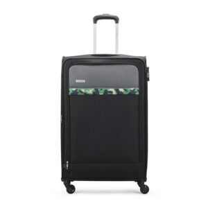 Aristocrat Commander 79Cms Premium Polyester with PVC Coating Soft Sided Check-in 4 Wheels Large Black Spinner Suitcase