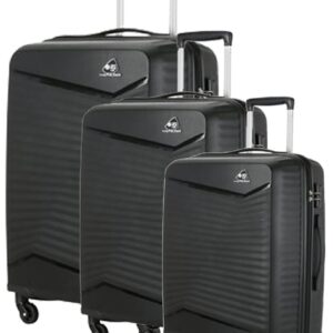 American Tourister Kamiliant Kam-Rocklite Set of 3 Trolley Bags 55 Cm, 68 Cm and 79 Cm Small, Medium and Large Hard-Sided Polypropylene 4 Wheeler Spinner Luggage (Black)